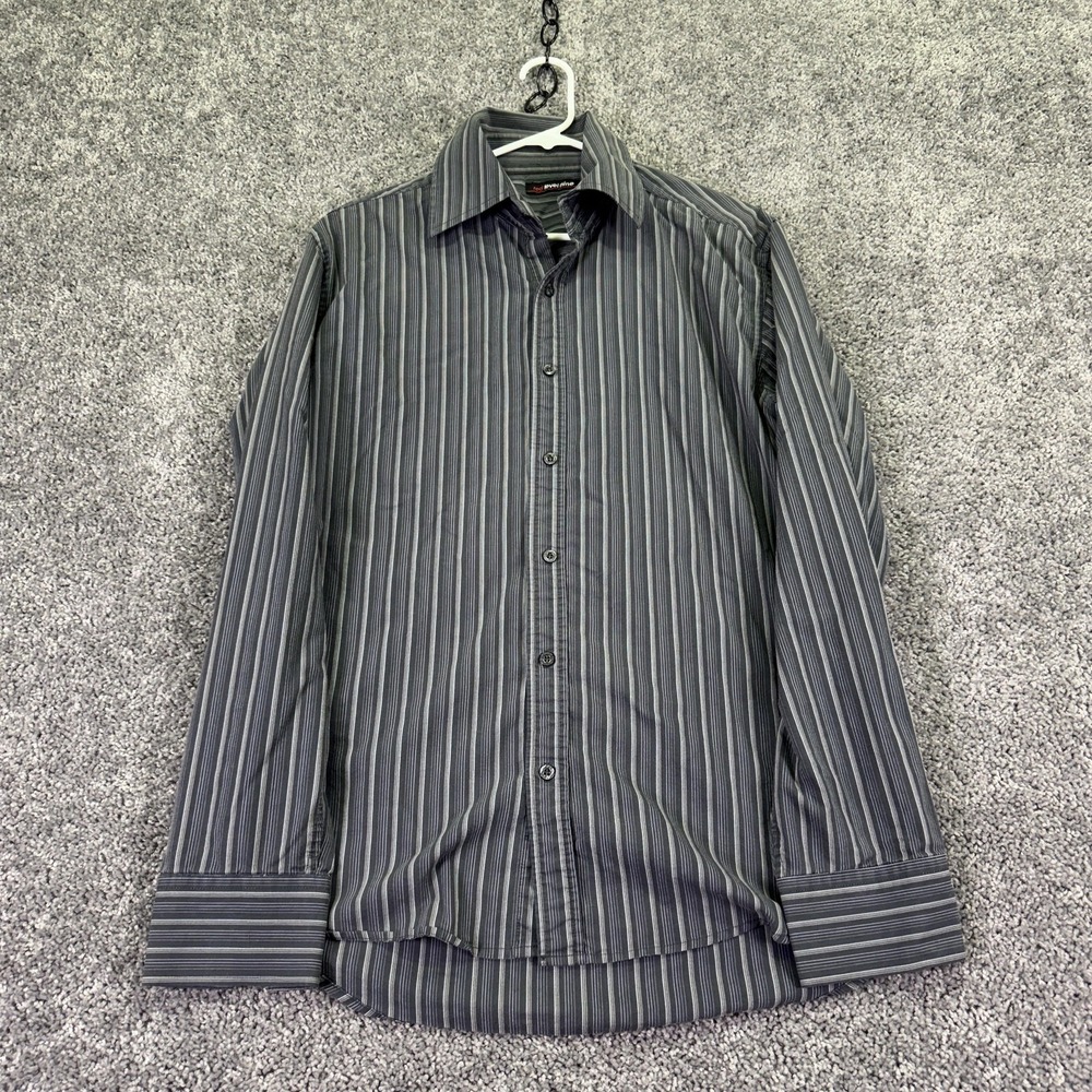 Red Level Nine Shirt Mens XL Gray Striped Long Sleeve Button Dress Shirt Casual